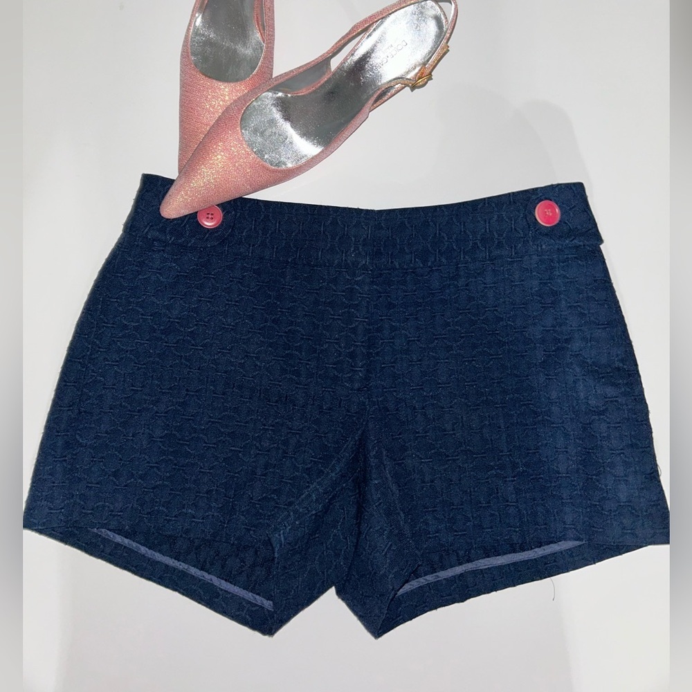 Vineyard Vines Dark Blue Textured High Waist Shorts